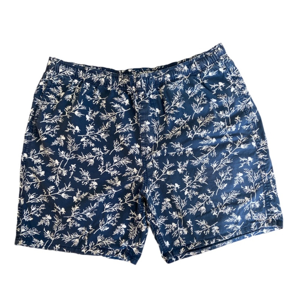 Element Men’s Elastic Waist Navy Leaf Print Shorts Size Large